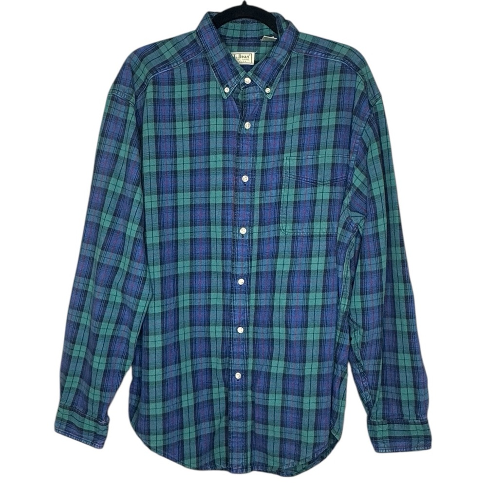 L.L. Bean Green and Blue Plaid Shirt
